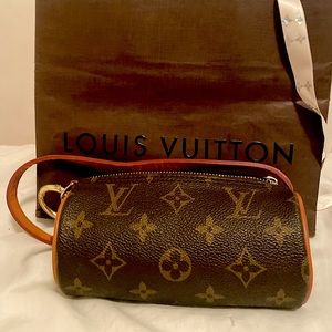 Louis Vuitton Papillon Pouch + vintage bag and ribbon